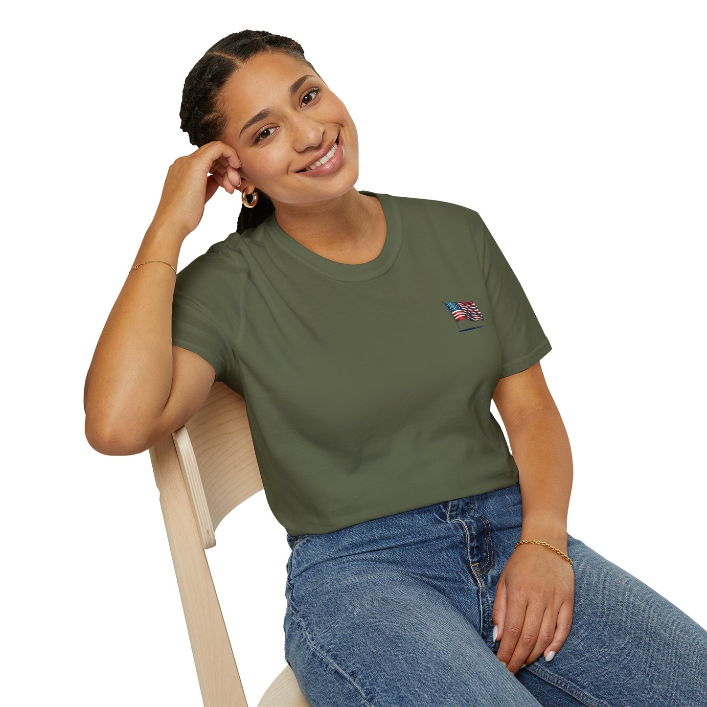 Patriotic Unisex Softstyle T-Shirt, American Flag Tee, USA Pride Shirt, Perfect for Independence Day, Casual Wear