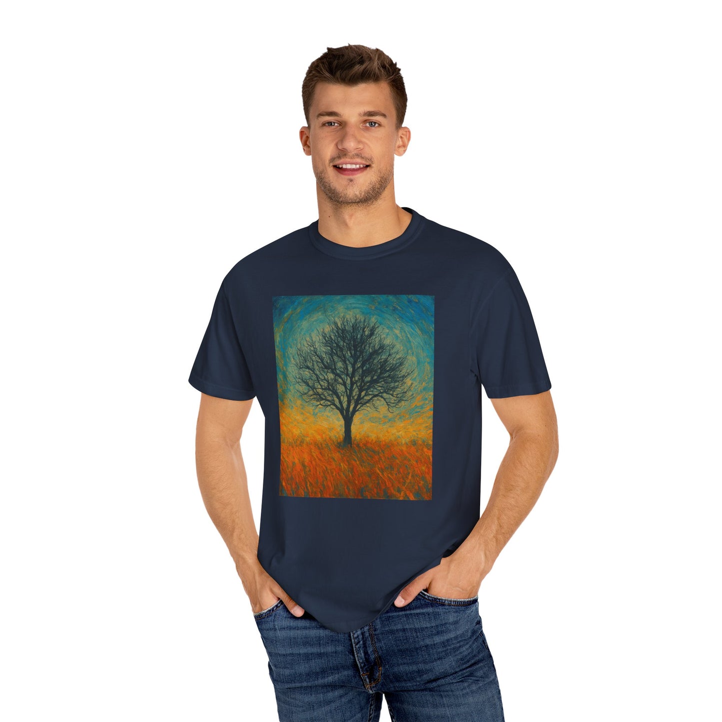 Nature-Themed Unisex Garment-Dyed T-Shirt - Tree Design, Bohemian Tee, Nature Lover Gift, Eco-Friendly Fashion, Casual Wear