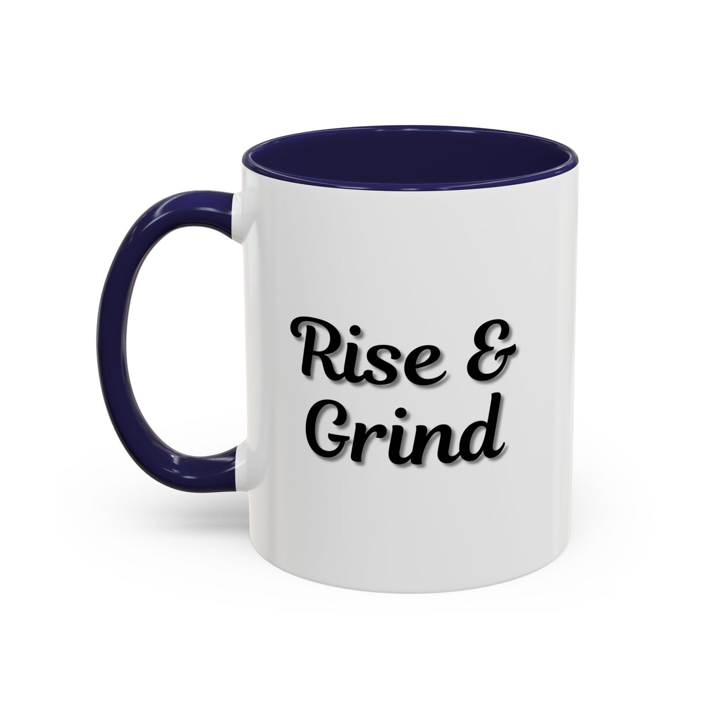 Rise & Grind Coffee Mug – Motivational Black Accent Mug for Daily Inspiration