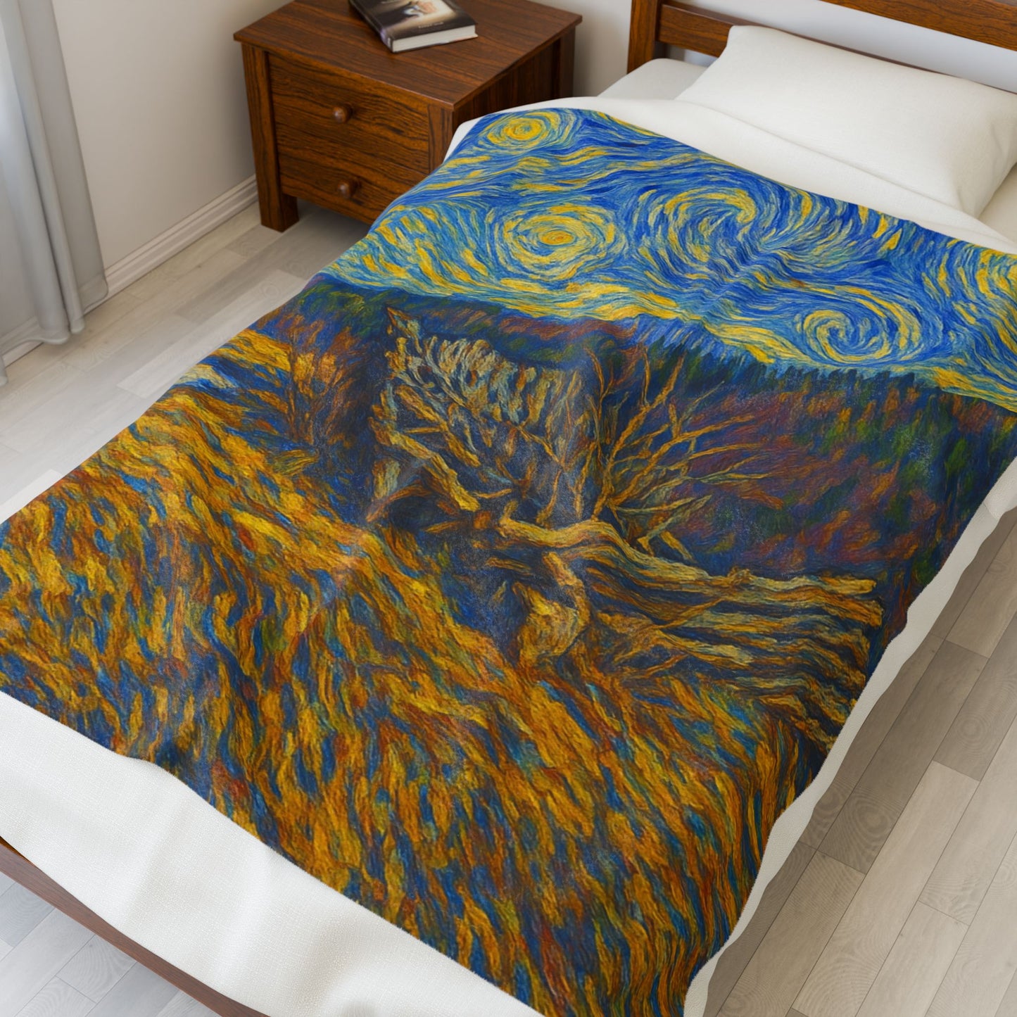 Starry Night Velveteen Plush Blanket, Cozy Throw Blanket for Home Decor, Gift for Art Lovers, Perfect for Christmas or Home Warmth