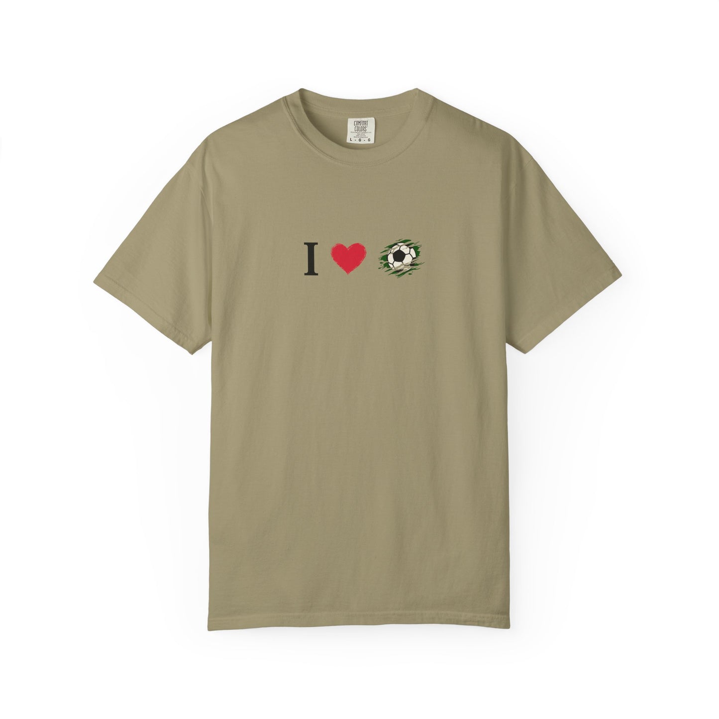 I Love Football (Soccer) Unisex Garment-Dyed T-shirt, Casual Tee, Everyday Wear, Gift for Him/Her, Stylish Apparel