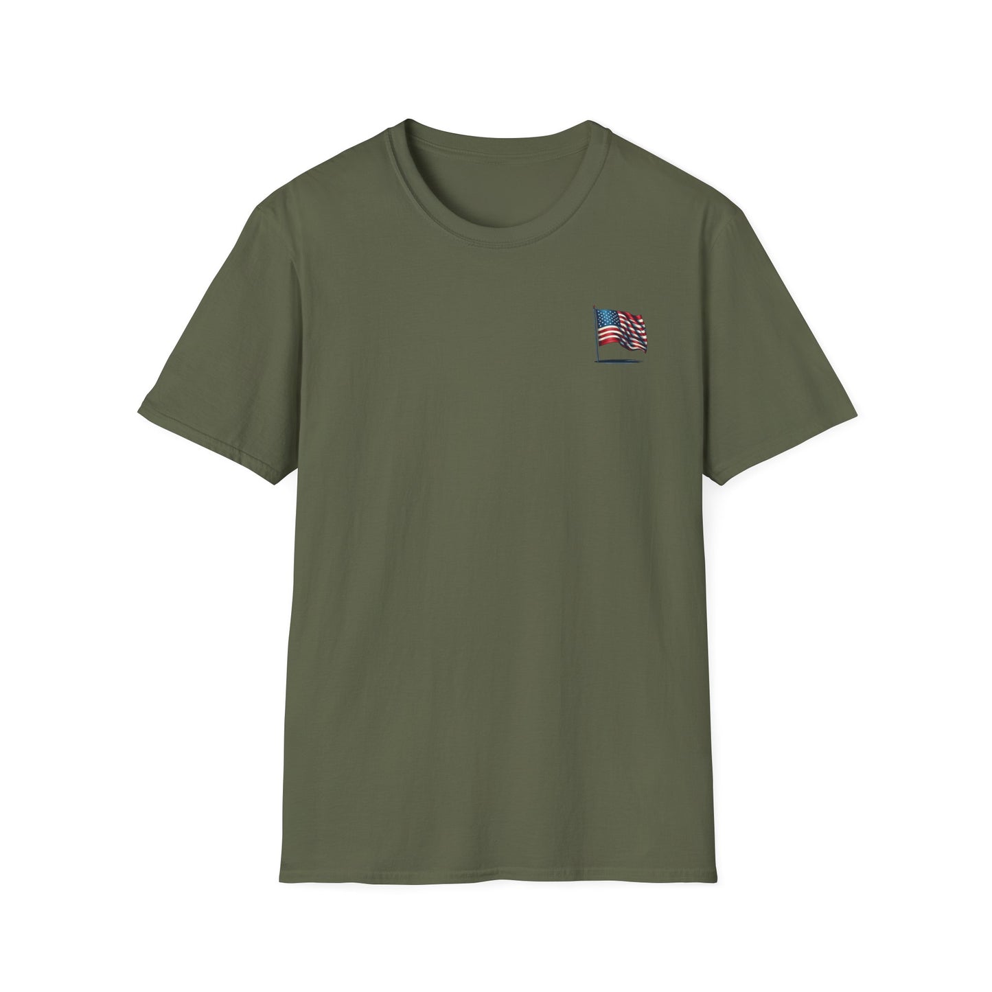 Patriotic Unisex Softstyle T-Shirt, American Flag Tee, USA Pride Shirt, Perfect for Independence Day, Casual Wear