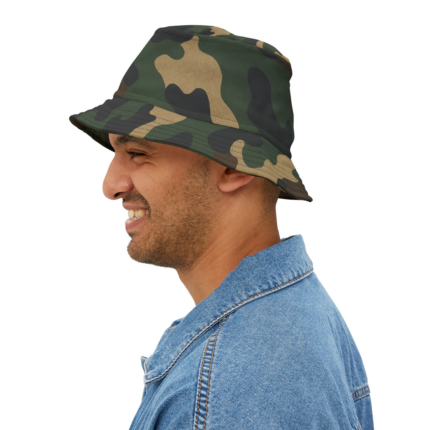 Camouflage Bucket Hat - Trendy AOP Headwear, Summer Fashion Accessory, Outdoor Adventure Cap, Unique Gift for Him/Her, Stylish Festival Hat