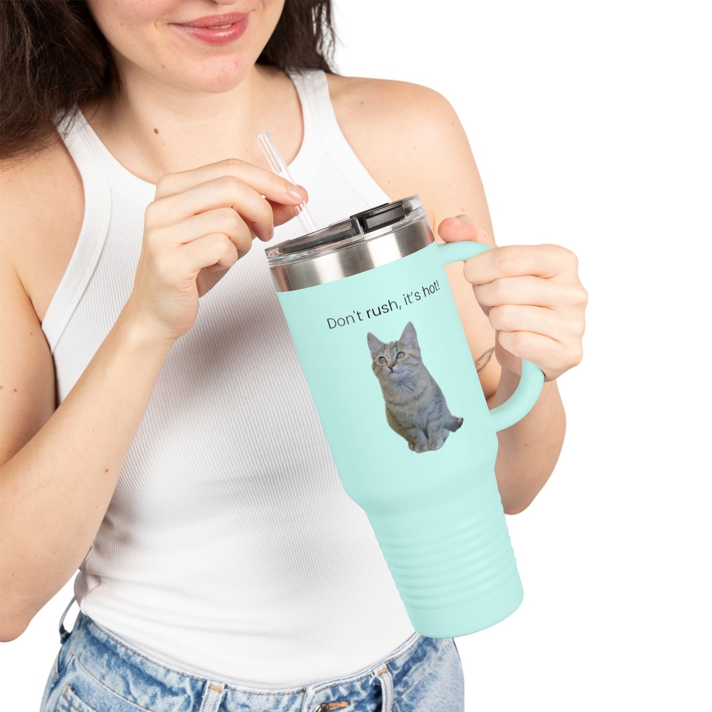 Funny Cat Insulated Travel Mug - 40oz - Perfect for Hot Drinks
