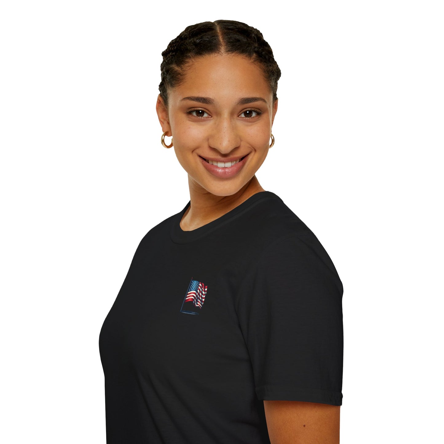 Patriotic Unisex Softstyle T-Shirt, American Flag Tee, USA Pride Shirt, Perfect for Independence Day, Casual Wear