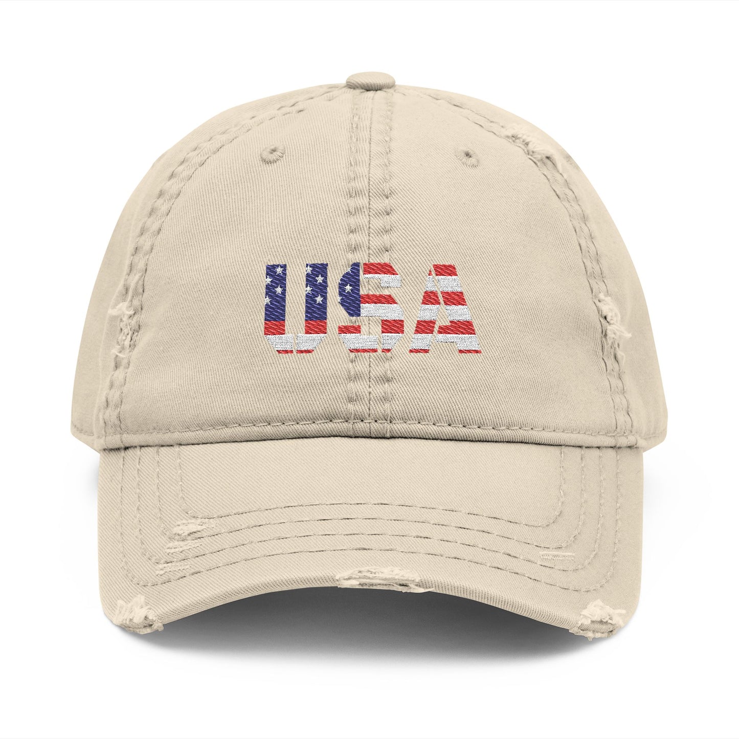 Embroidered Distressed Dad Hat, Vintage Style USA Casual Cap, Unisex Gift for Dad, USA Pride Hat for Holidays
