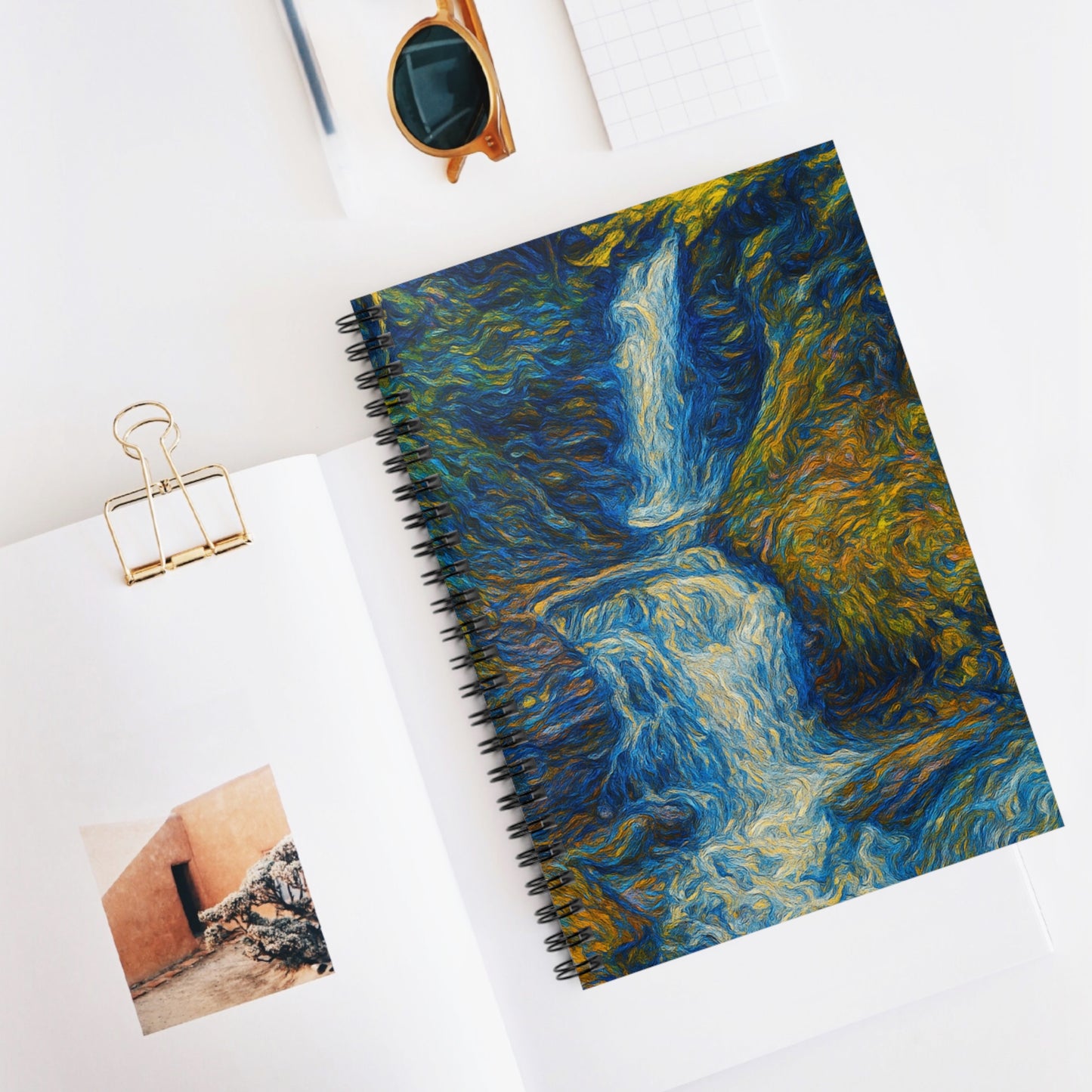 Artistic Spiral Notebook - Waterfall Design, Nature Lover's Journal, Gift for Artists, Study Notebook, Eco-Friendly Stationery