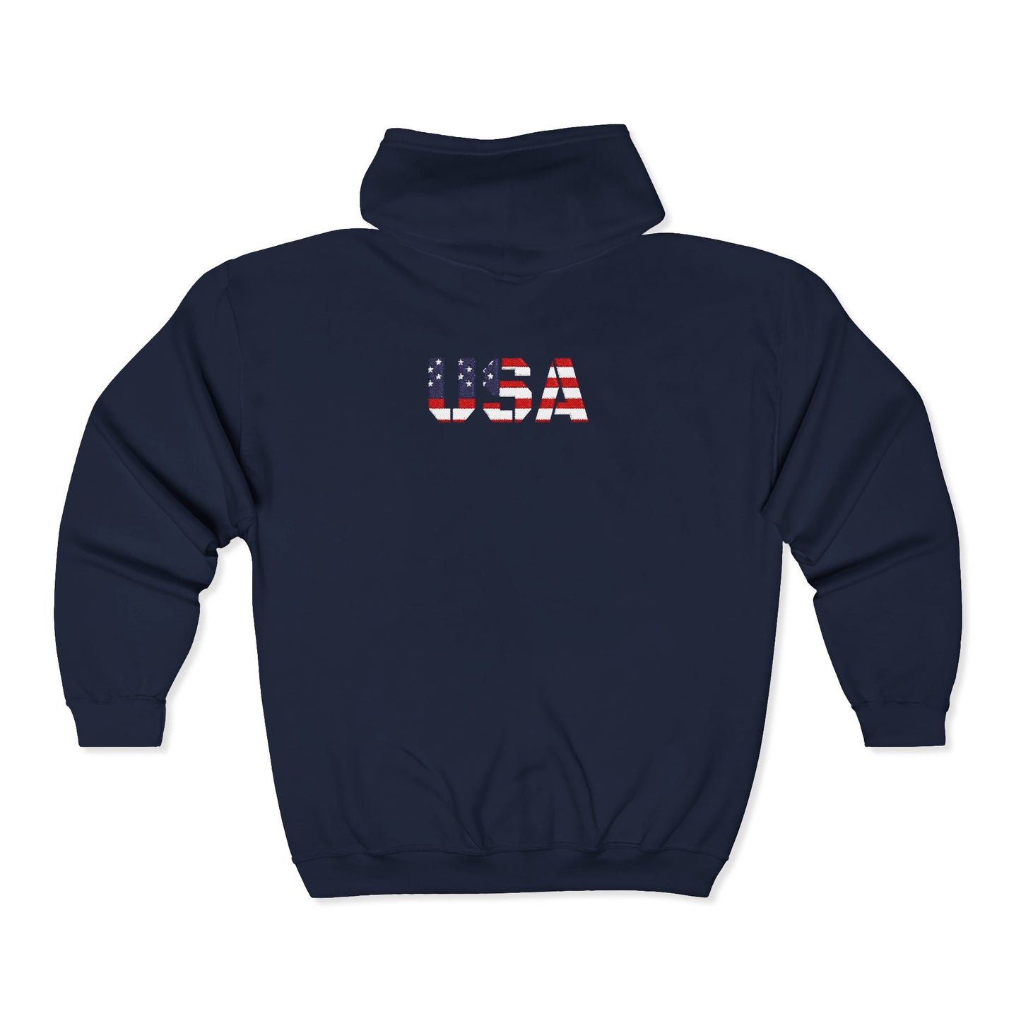 USA Flag Full Zip Hoodie - Unisex Sweatshirt for Independence Day, Patriotic Apparel, Casual Wear, Gifts for Veterans