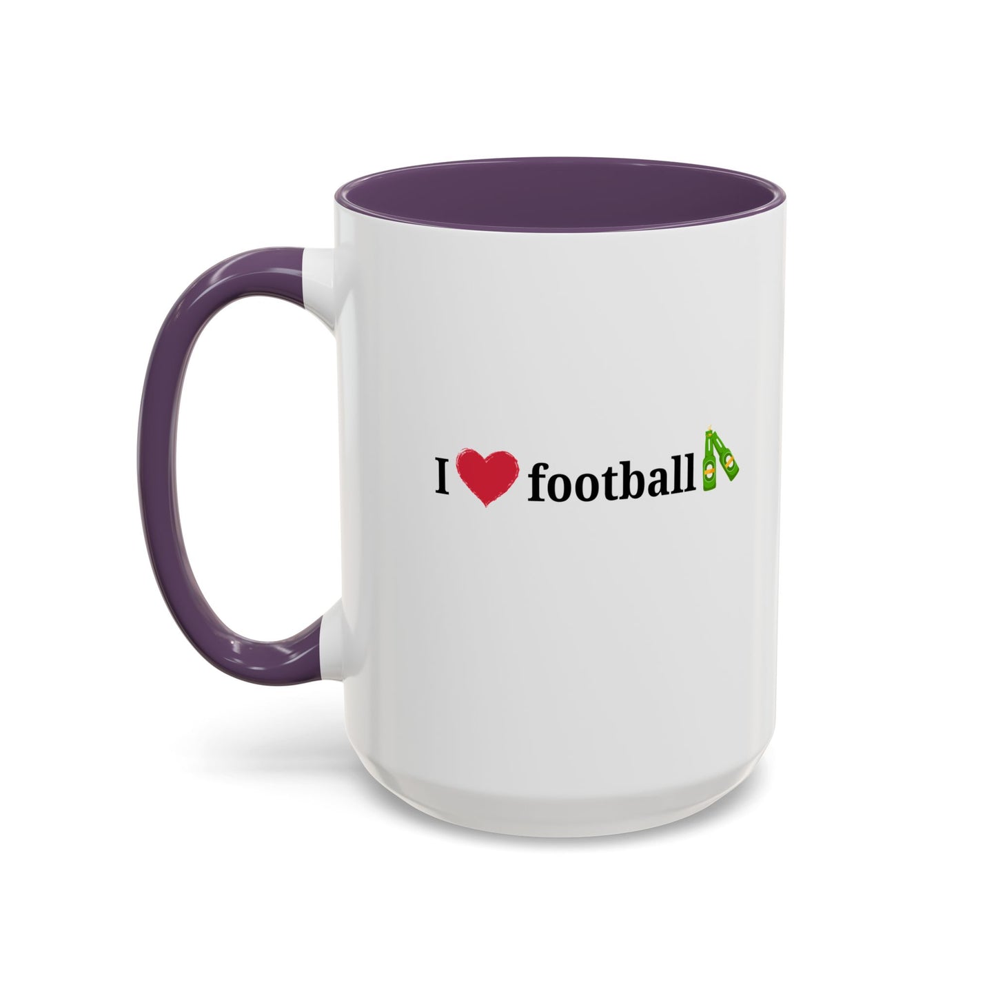 I Love Football Accent Coffee Mug, Perfect Gift for Sports Lovers, Football Enthusiasts, Unique Mug for Game Days, Home or Office Decor