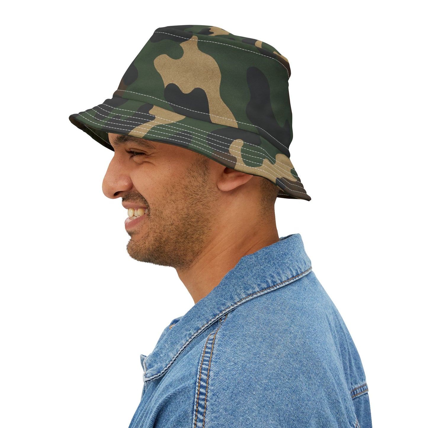 Camouflage Bucket Hat - Trendy AOP Headwear, Summer Fashion Accessory, Outdoor Adventure Cap, Unique Gift for Him/Her, Stylish Festival Hat