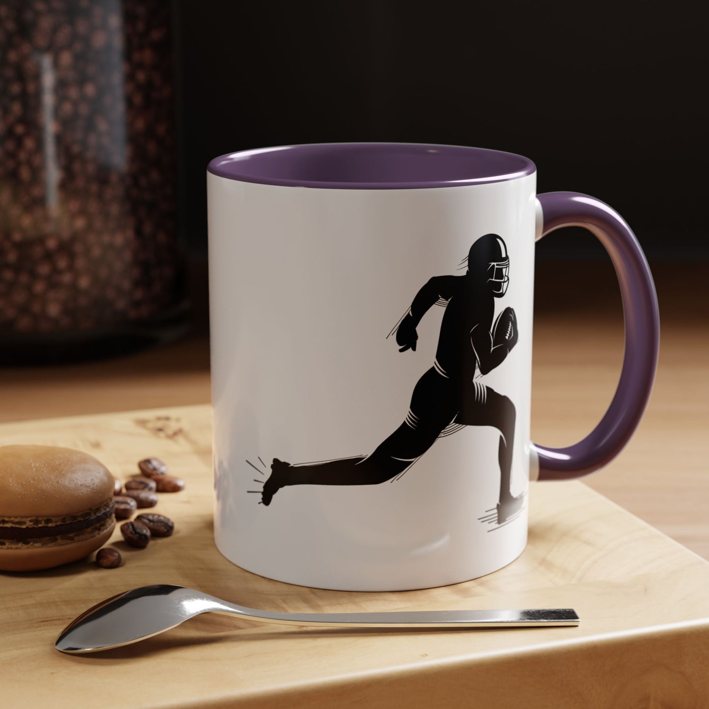 Football Player Themed Accent Coffee Mug, Sports Fan Gift, Unique Mug for Athletes, Coffee Lover, Game Day Essential