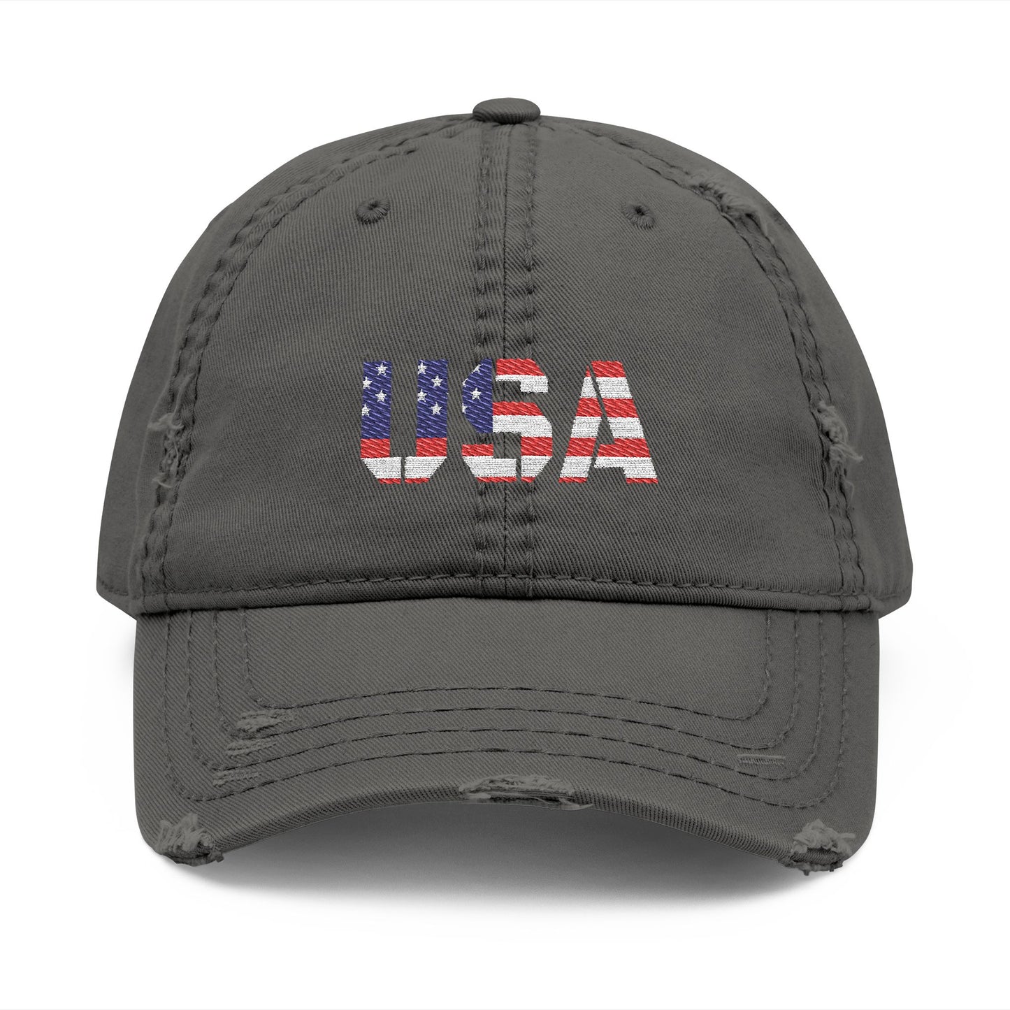 Embroidered Distressed Dad Hat, Vintage Style USA Casual Cap, Unisex Gift for Dad, USA Pride Hat for Holidays - product image