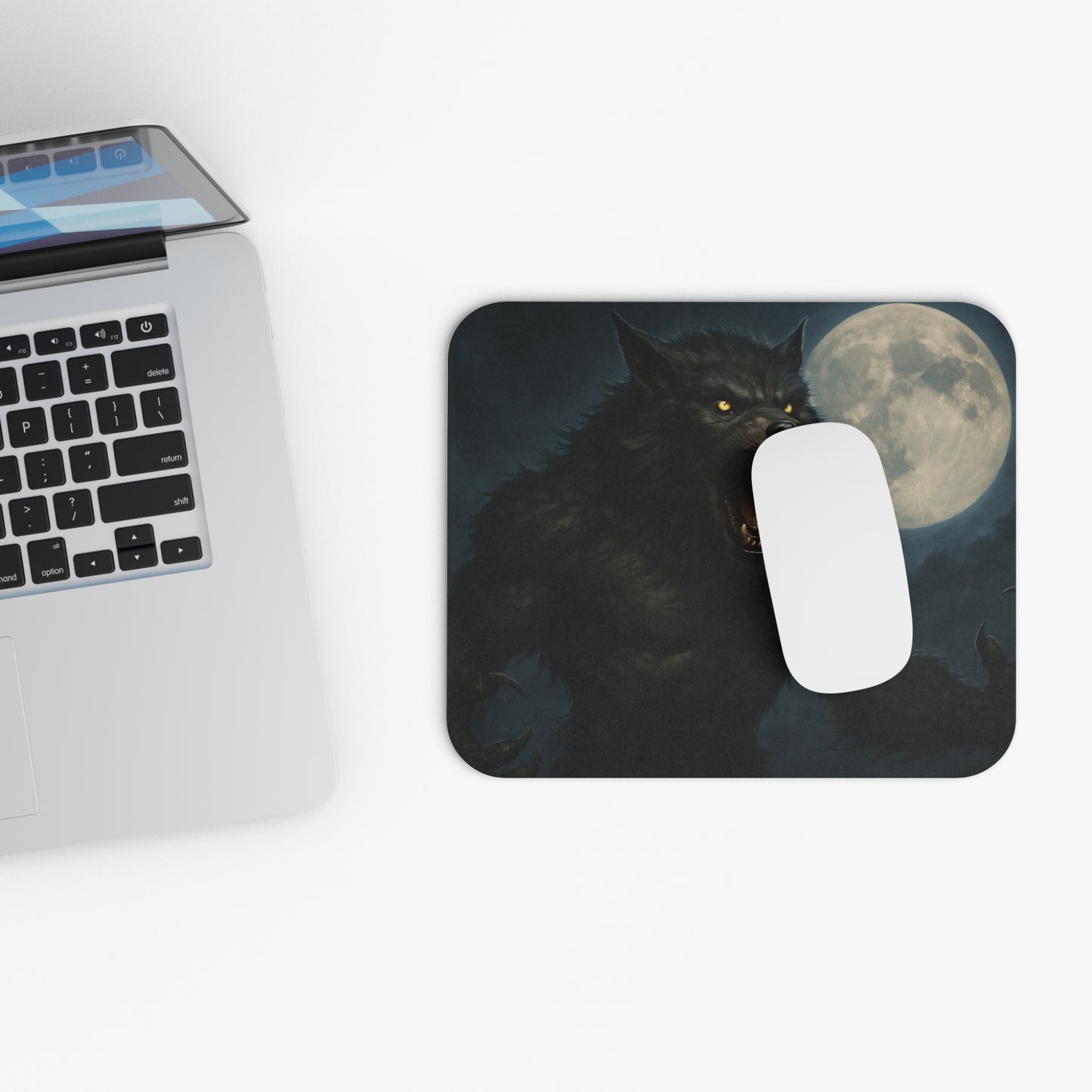 Moonlit Werewolf Mouse Pad | Gaming Desk Accessory, Gifts for Gamers, Unique Office Decor, Halloween or Horror Theme