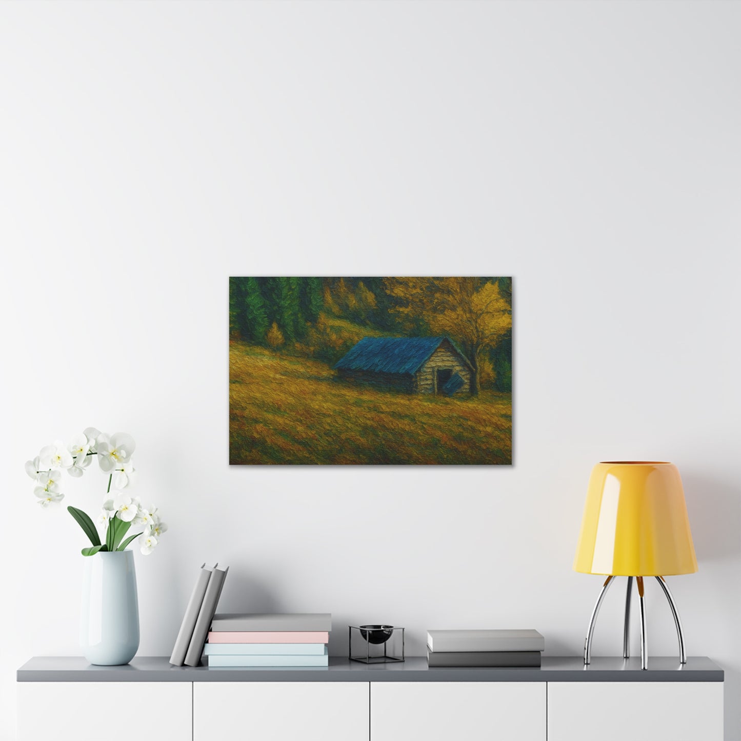 Rustic Canvas Wall Art, Nature Landscape Painting, Autumn Decor, Farmhouse Wall Art, Cozy Home Decoration