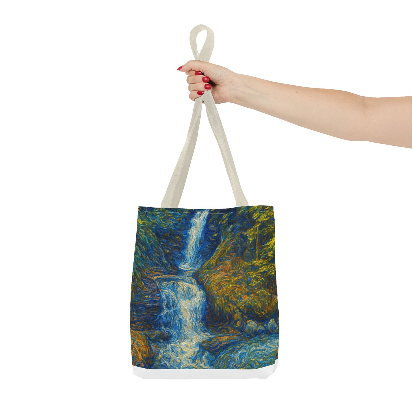 Nature-Inspired Tote Bag, Artistic Eco-Friendly Shopper, Waterfall Design, Reusable Market Bag, Gift for Nature Lovers
