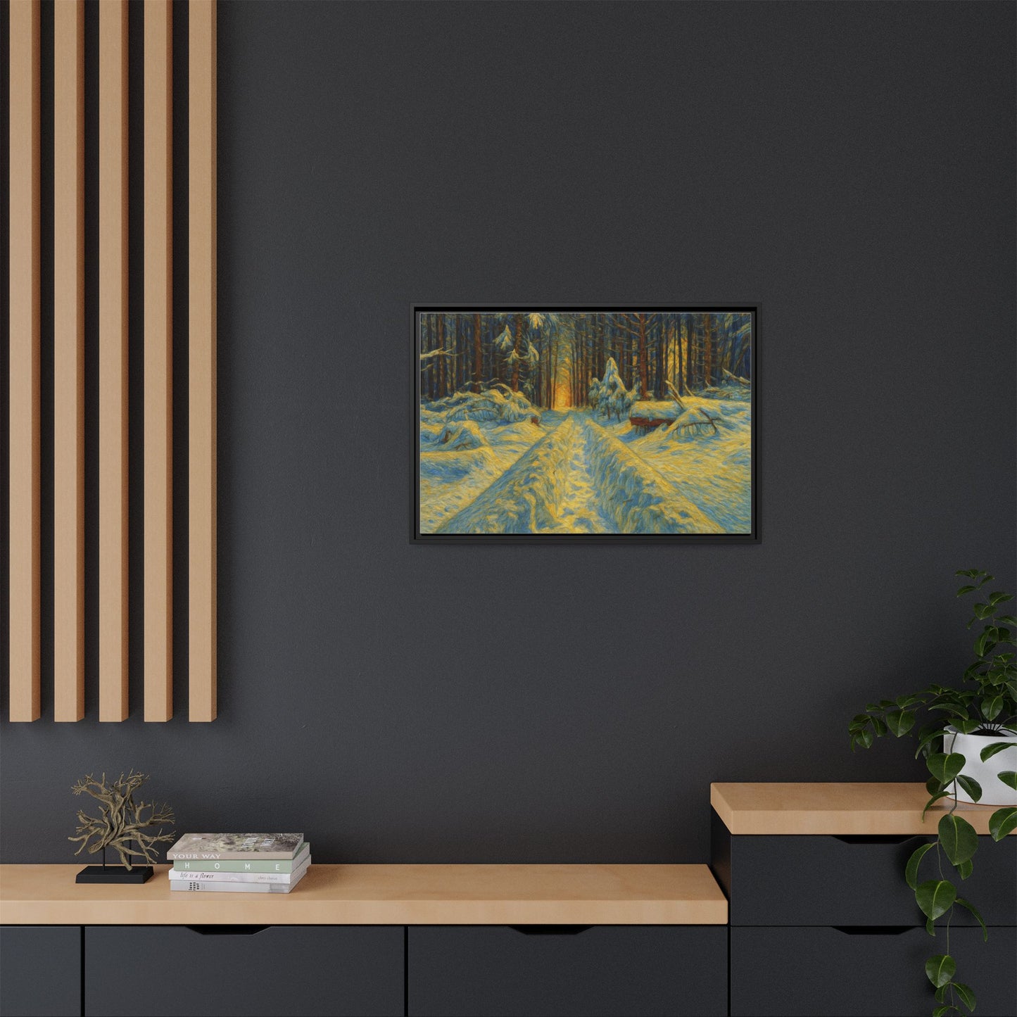 Canvas Art, Winter Landscape Wall Decor, Nature Lovers Gift, Seasonal Decor, Holiday Wall Art, Cozy Home Decoration, Framed Matte Canvas
