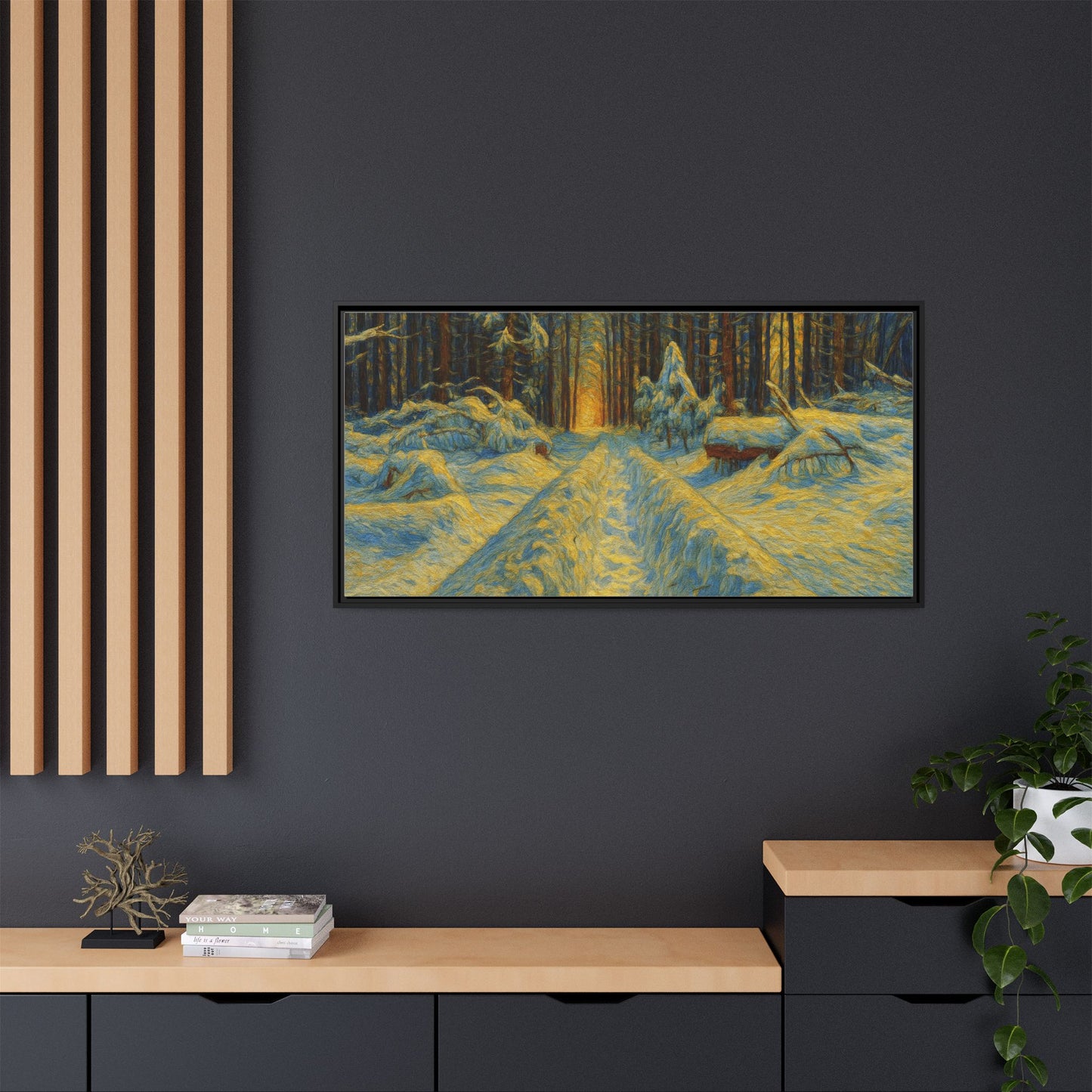 Canvas Art, Winter Landscape Wall Decor, Nature Lovers Gift, Seasonal Decor, Holiday Wall Art, Cozy Home Decoration, Framed Matte Canvas