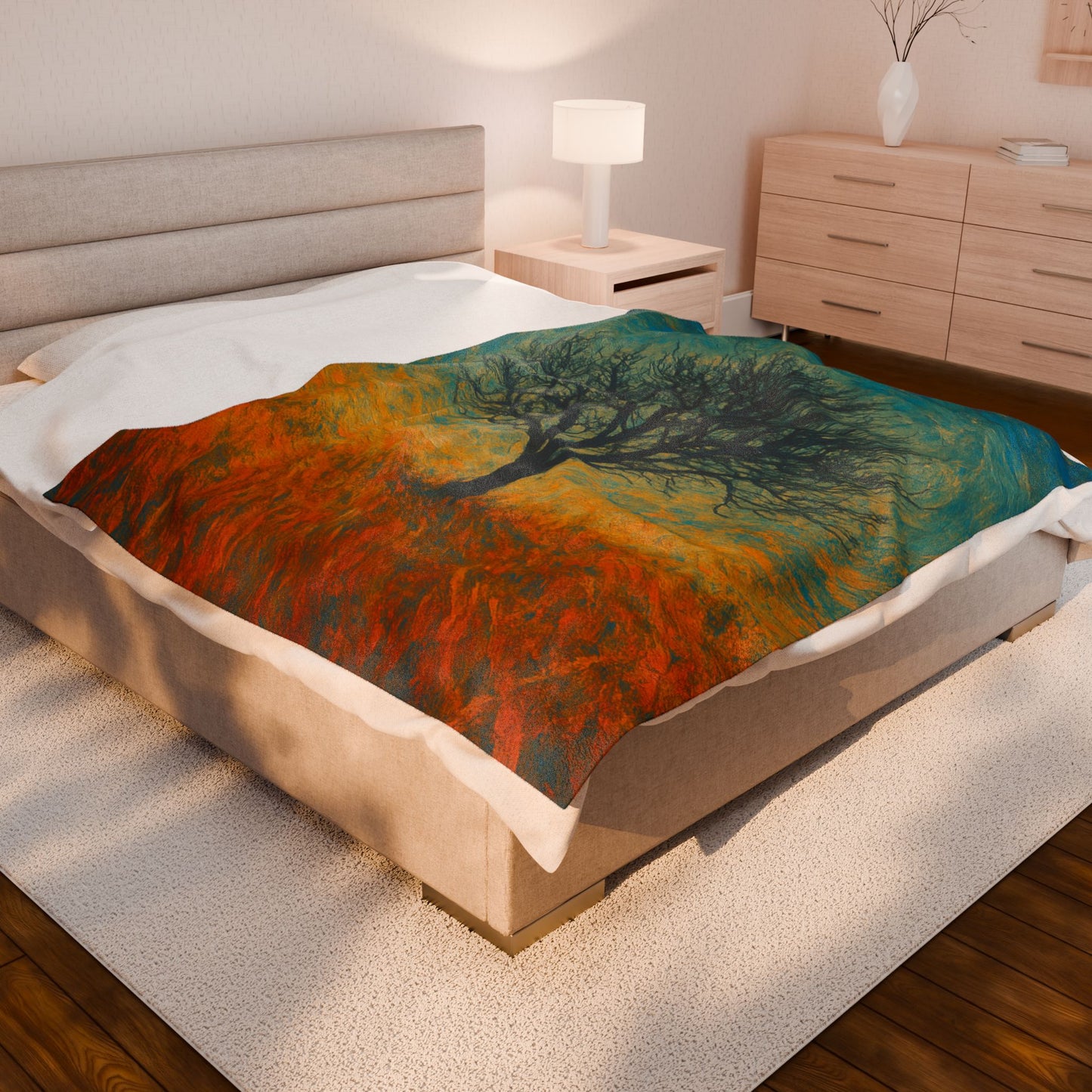 Cozy Velveteen Plush Blanket with Serene Tree Design | Comfortable Home Decor, Gift for Nature Lovers, Cozy Nights, Warmth&Style