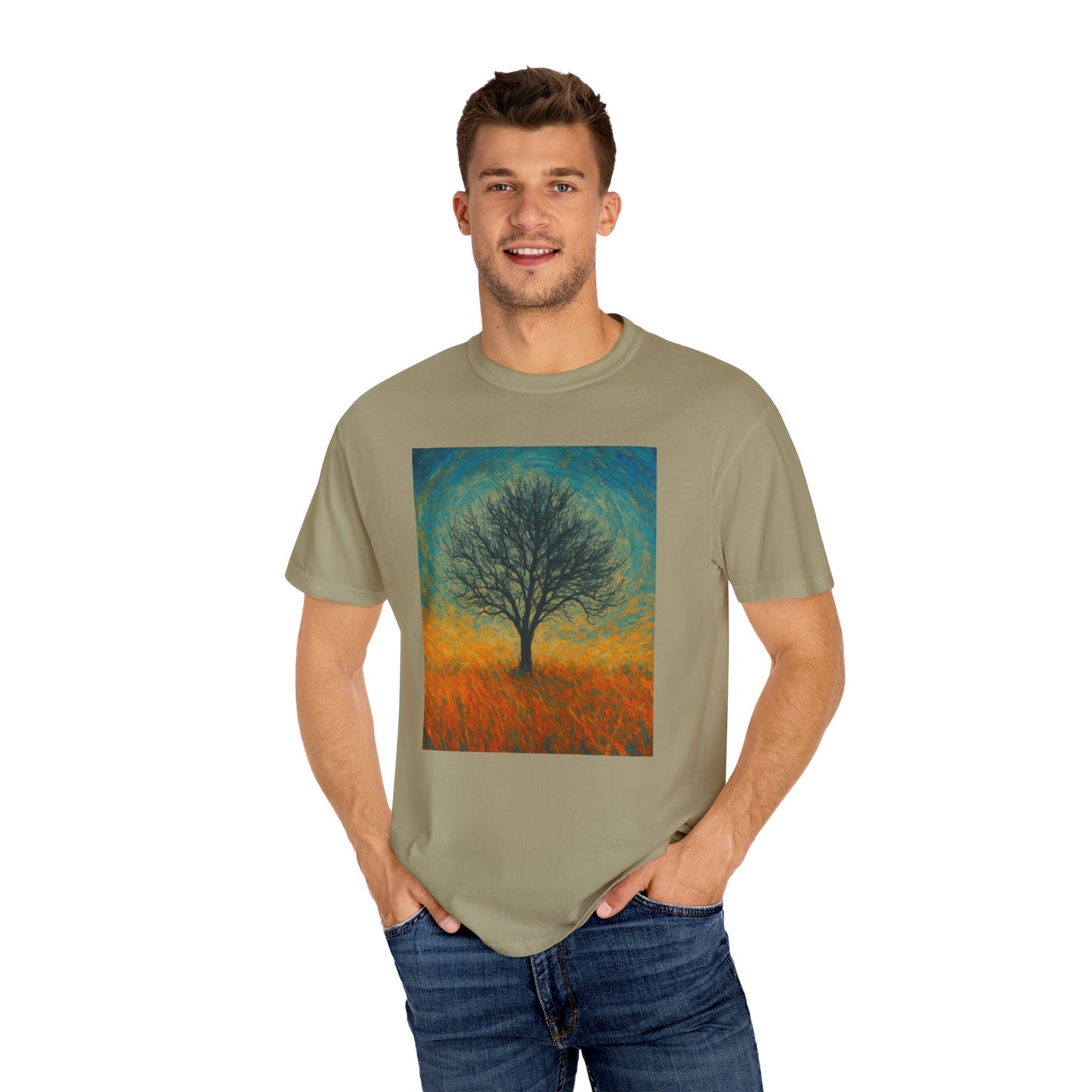 Nature-Themed Unisex Garment-Dyed T-Shirt - Tree Design, Bohemian Tee, Nature Lover Gift, Eco-Friendly Fashion, Casual Wear