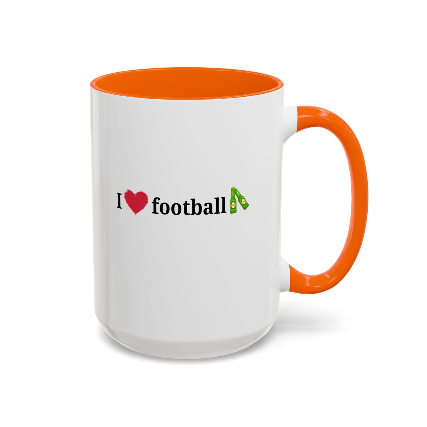 I Love Football Accent Coffee Mug, Perfect Gift for Sports Lovers, Football Enthusiasts, Unique Mug for Game Days, Home or Office Decor
