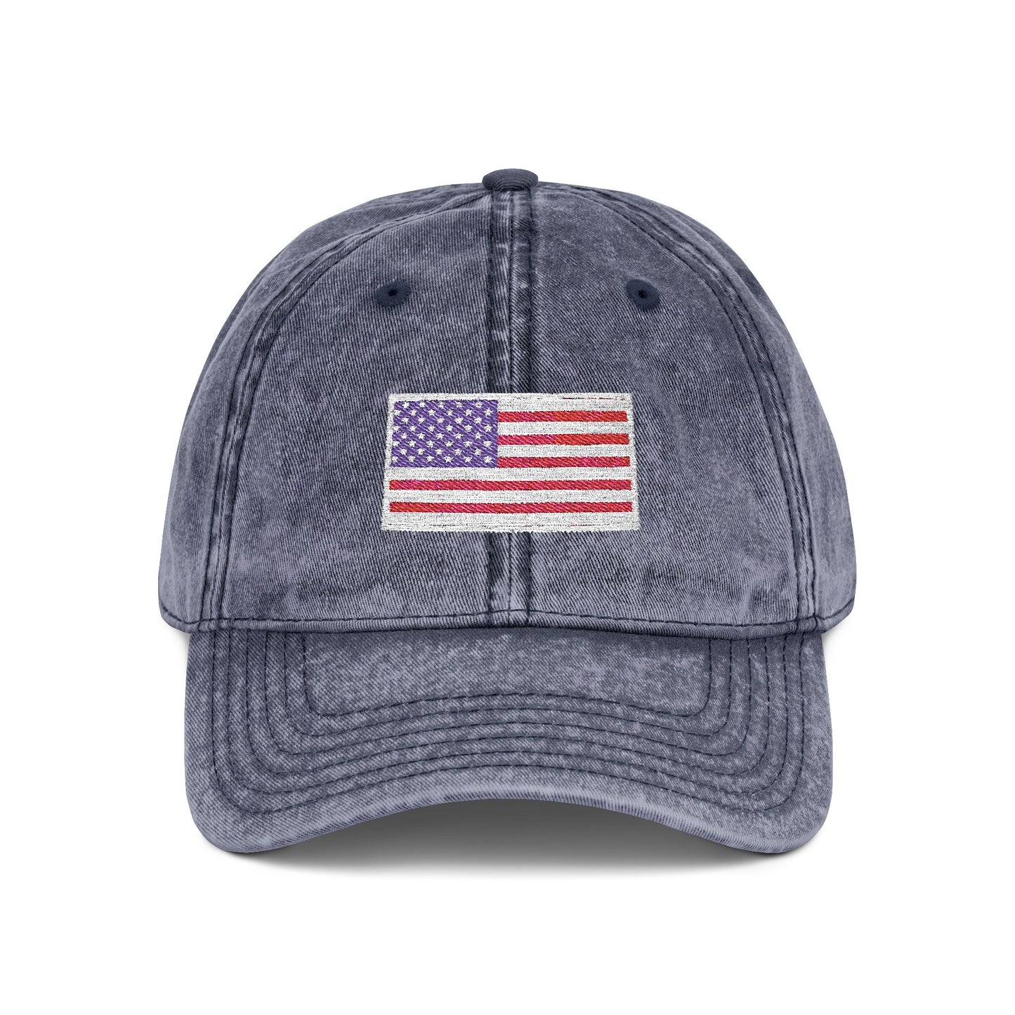 Embroidered Vintage Cap with USA Flag Design
