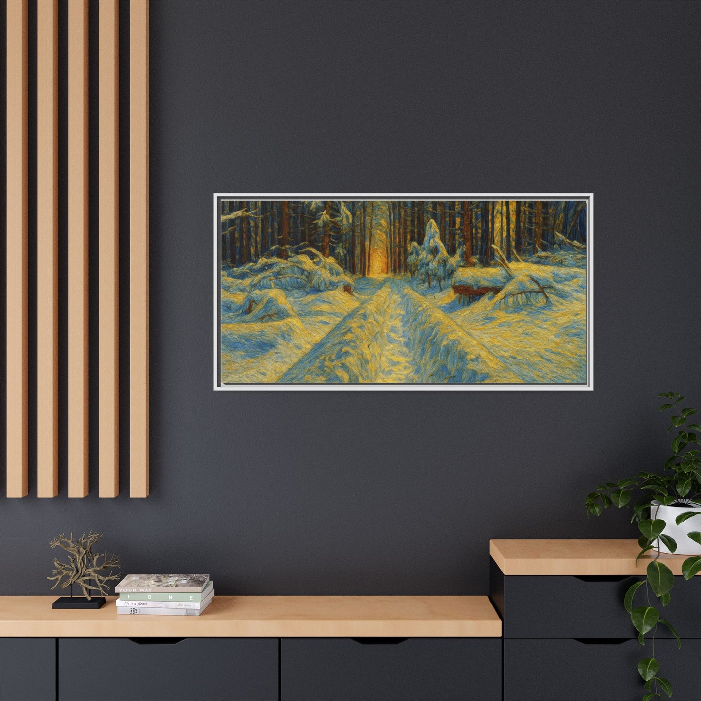 Canvas Art, Winter Landscape Wall Decor, Nature Lovers Gift, Seasonal Decor, Holiday Wall Art, Cozy Home Decoration, Framed Matte Canvas