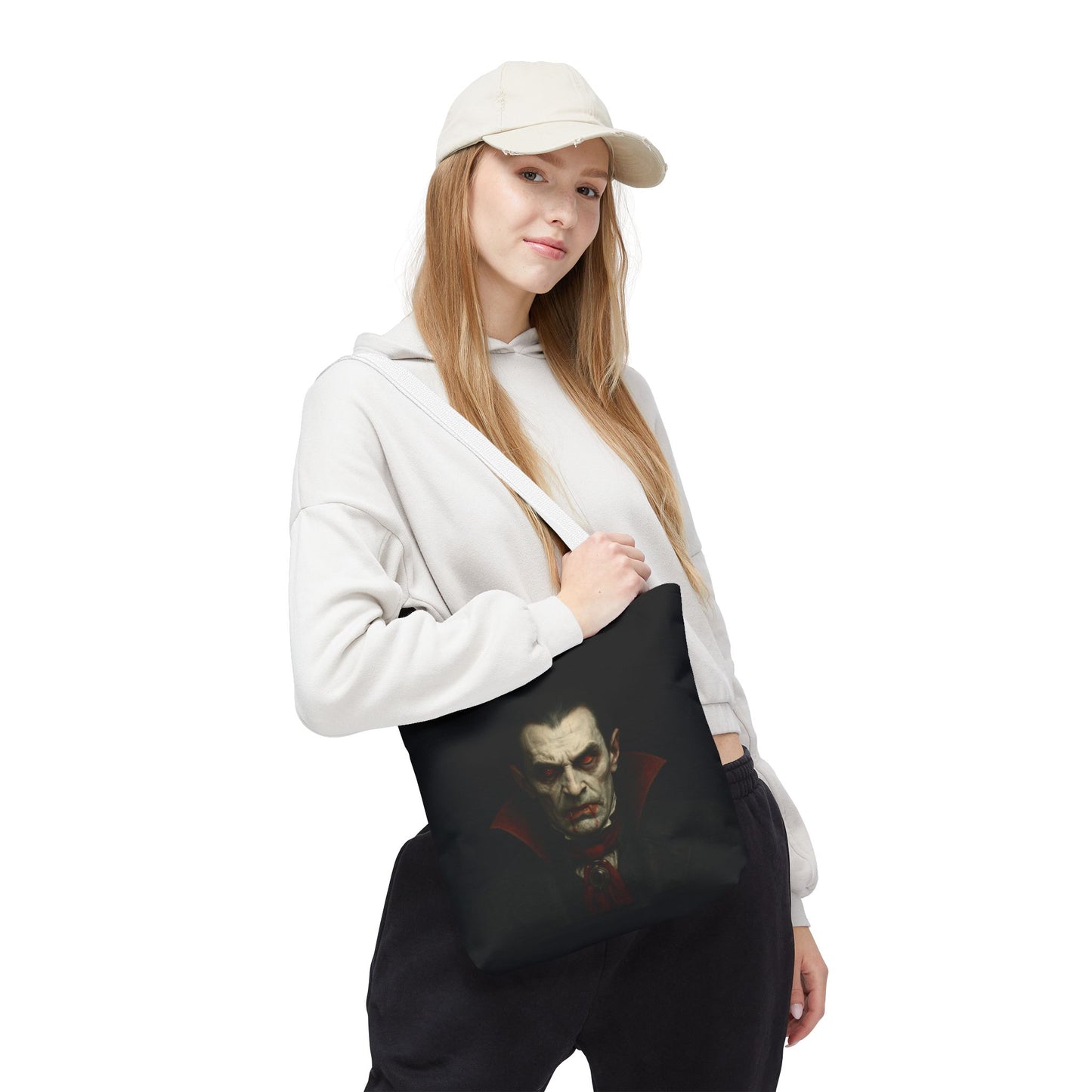 Vampire Haunted Tote Bag, Spooky Shopping Bag, Halloween Accessory, Gothic Style Handbag, Perfect for Halloween Parties, Unisex Tote