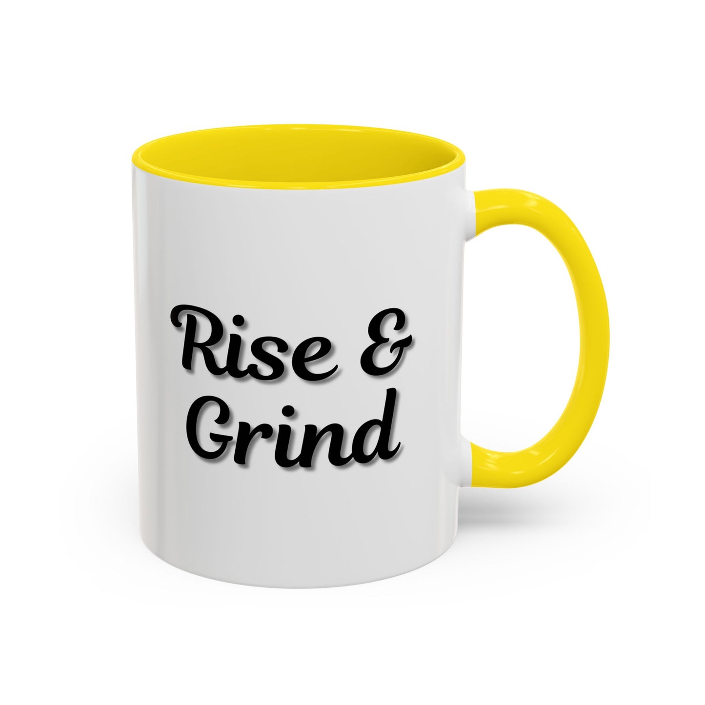 Rise & Grind Coffee Mug – Motivational Black Accent Mug for Daily Inspiration