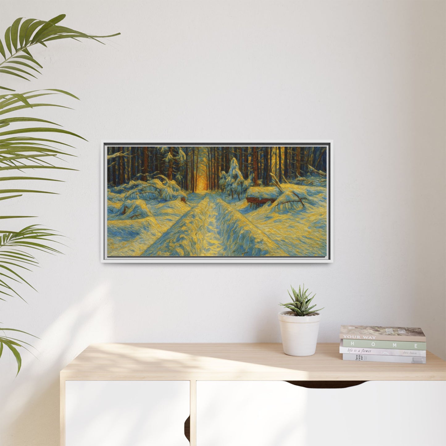 Canvas Art, Winter Landscape Wall Decor, Nature Lovers Gift, Seasonal Decor, Holiday Wall Art, Cozy Home Decoration, Framed Matte Canvas