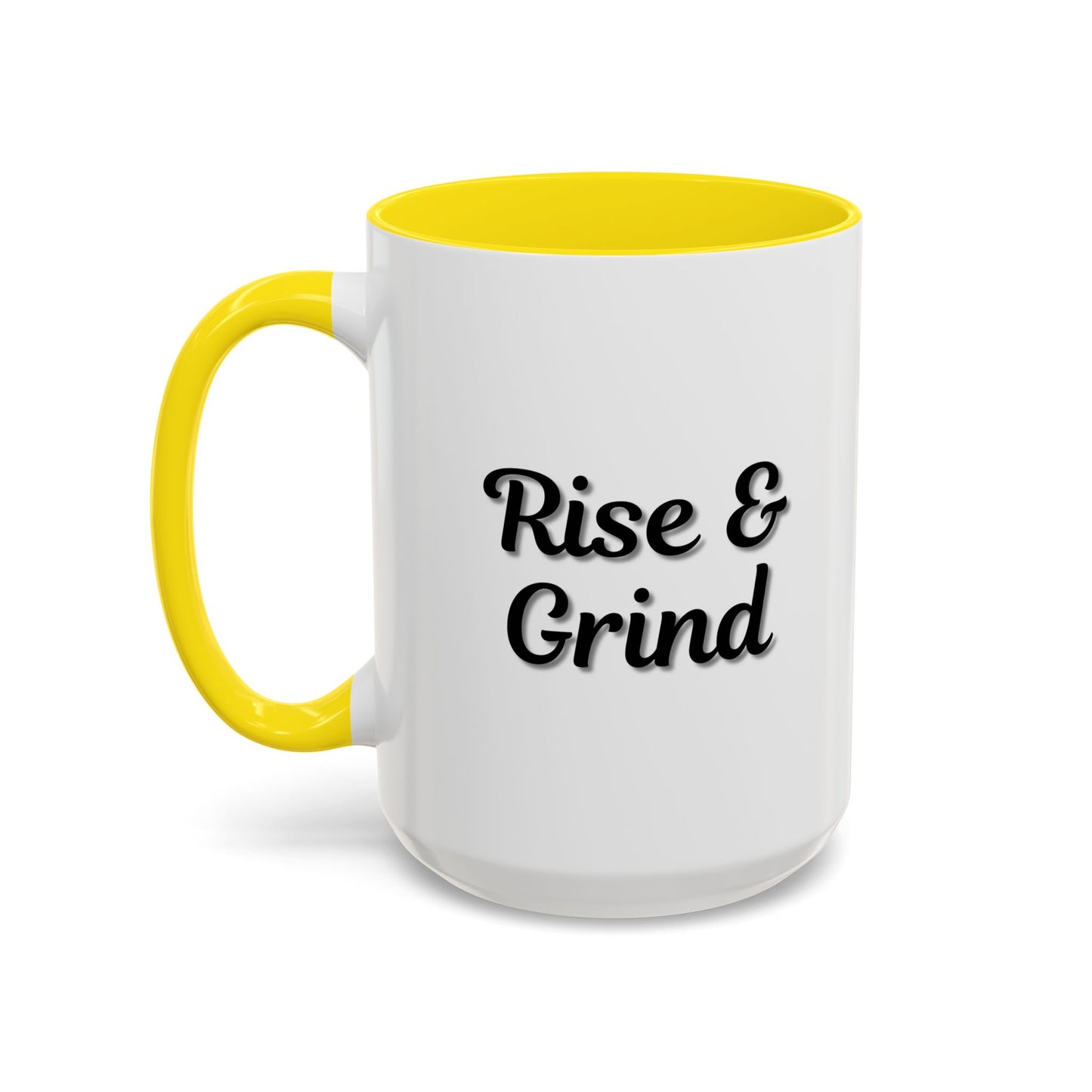Rise & Grind Coffee Mug – Motivational Black Accent Mug for Daily Inspiration