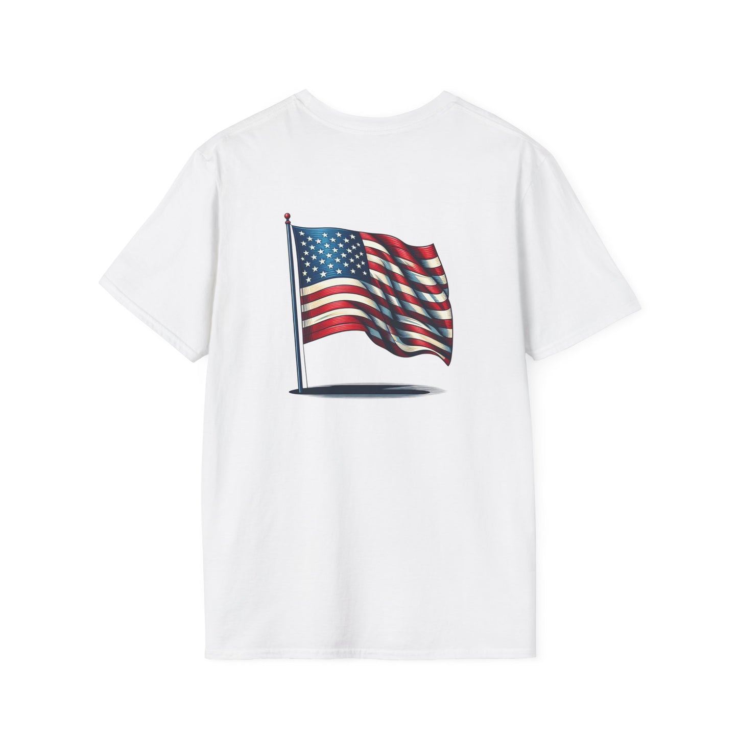 Patriotic Unisex Softstyle T-Shirt, American Flag Tee, USA Pride Shirt, Perfect for Independence Day, Casual Wear