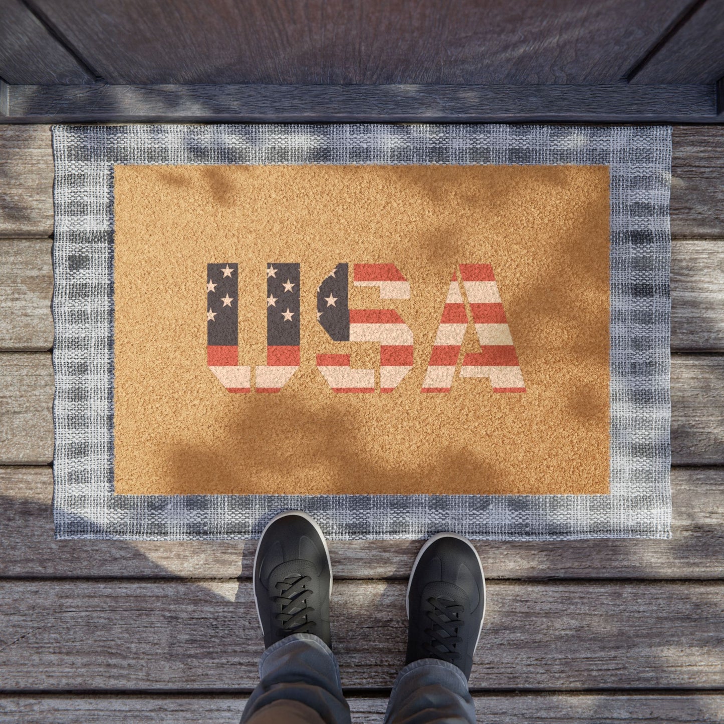 USA Flag Doormat, Patriotic Entrance Rug, Welcome Mat for Home Decor, Americana Gifts, 4th of July Decoration
