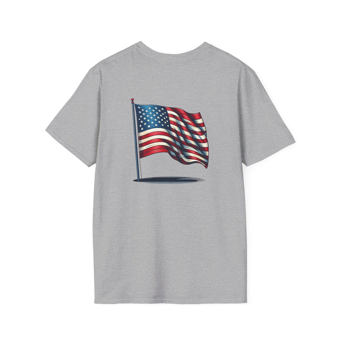 Patriotic Unisex Softstyle T-Shirt, American Flag Tee, USA Pride Shirt, Perfect for Independence Day, Casual Wear