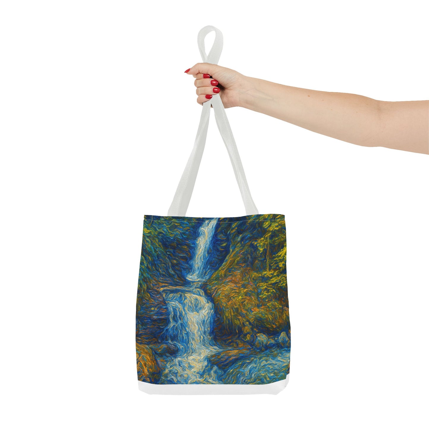 Nature-Inspired Tote Bag, Artistic Eco-Friendly Shopper, Waterfall Design, Reusable Market Bag, Gift for Nature Lovers