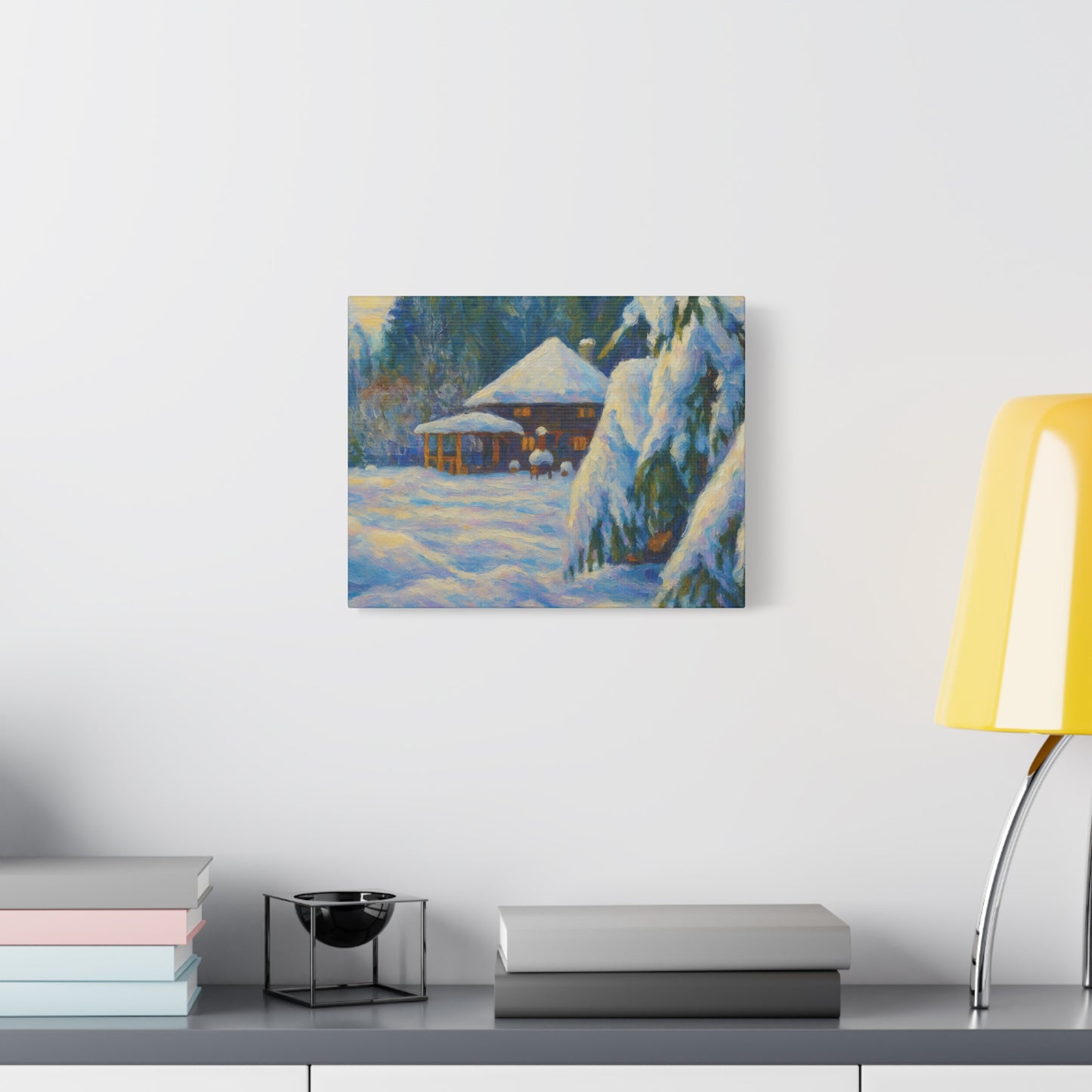 Winter Landscape Canvas Wall Art, Cozy Home Decor, Christmas Gift, Seasonal Artwork, Impressionist Style