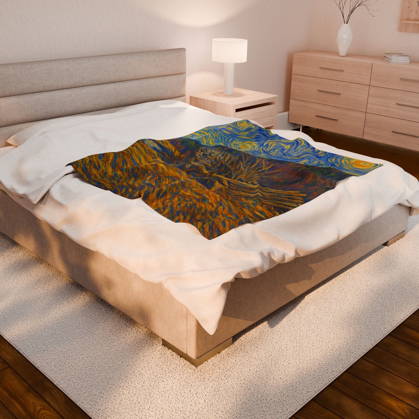 Starry Night Velveteen Plush Blanket, Cozy Throw Blanket for Home Decor, Gift for Art Lovers, Perfect for Christmas or Home Warmth