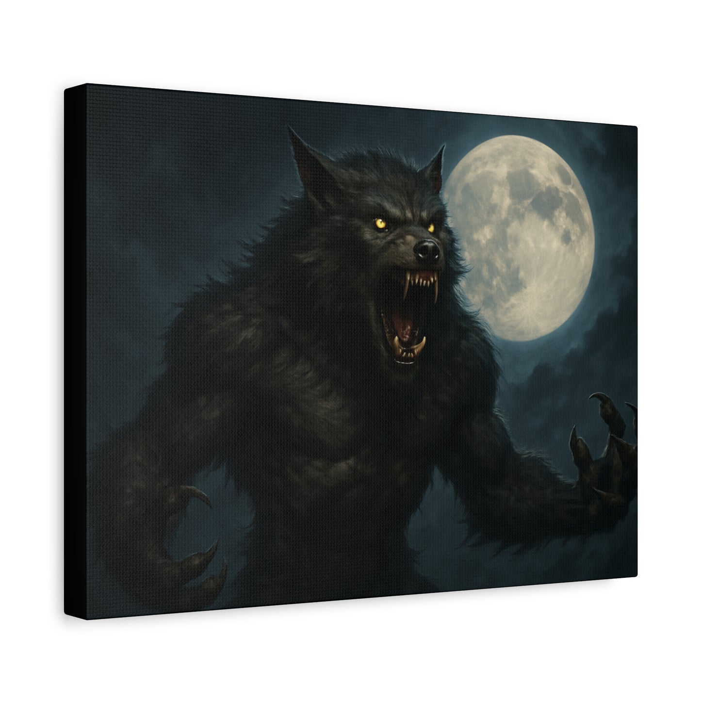 Werewolf Moon Canvas Art | Dark Fantasy Decor for Halloween, Gothic Home, Werewolf Lover Gift, Unique Wall Art, Spooky Decor