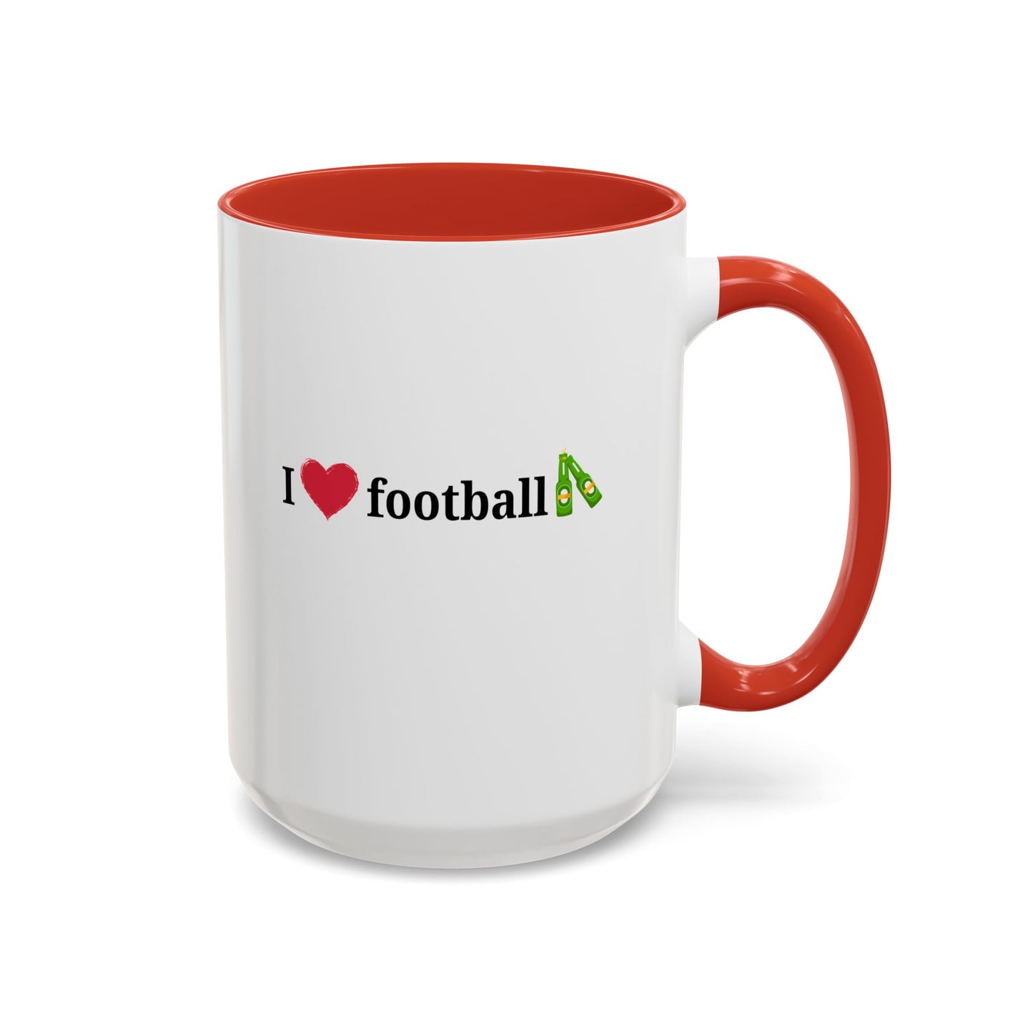 I Love Football Accent Coffee Mug, Perfect Gift for Sports Lovers, Football Enthusiasts, Unique Mug for Game Days, Home or Office Decor