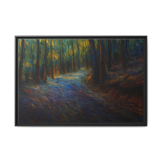Framed Matte Canvas Art - Colorful Forest Path Print, Home Decor, Wall Art, Nature Scene, Gift for Nature Lovers