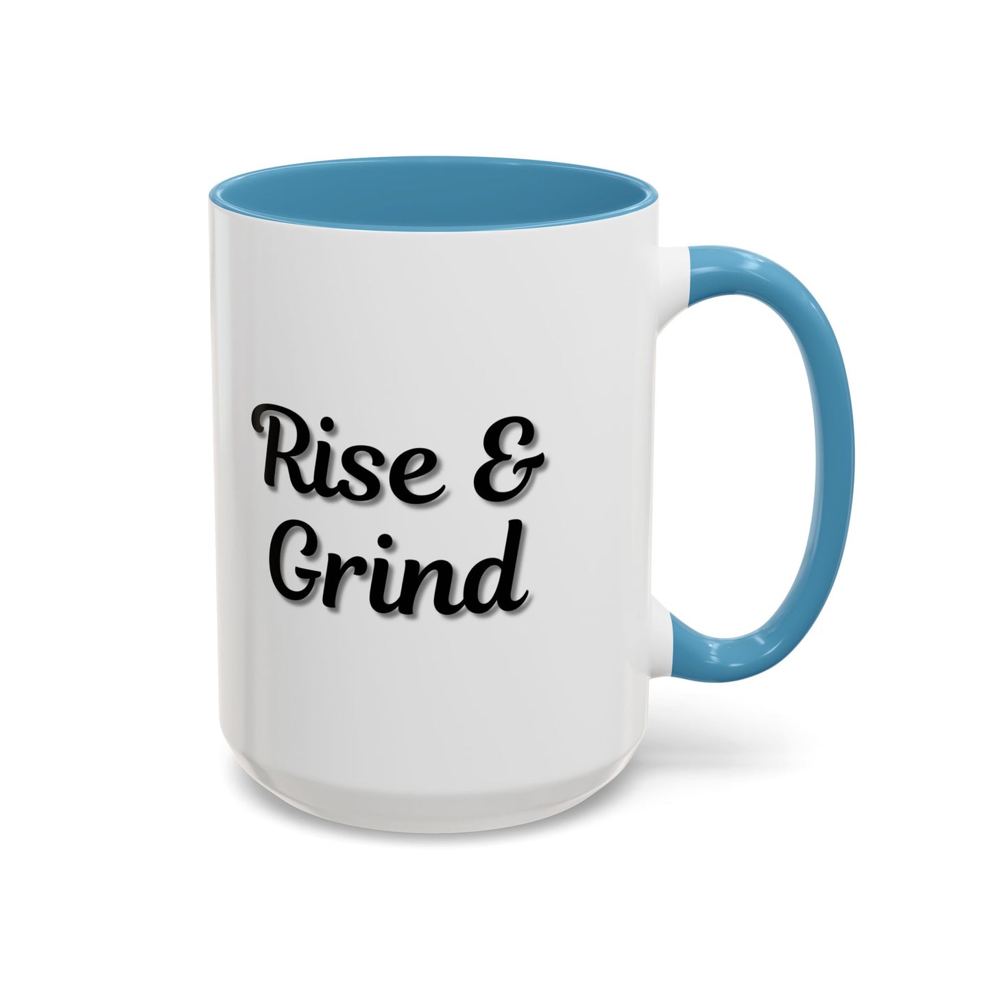 Rise & Grind Coffee Mug – Motivational Black Accent Mug for Daily Inspiration
