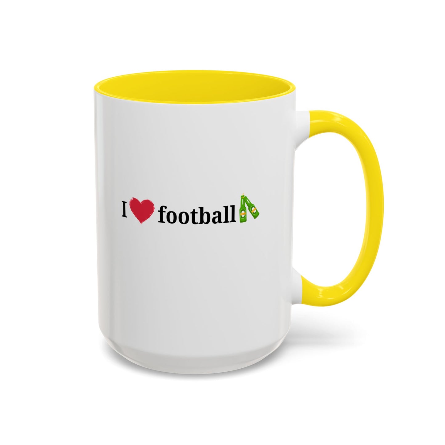 I Love Football Accent Coffee Mug, Perfect Gift for Sports Lovers, Football Enthusiasts, Unique Mug for Game Days, Home or Office Decor