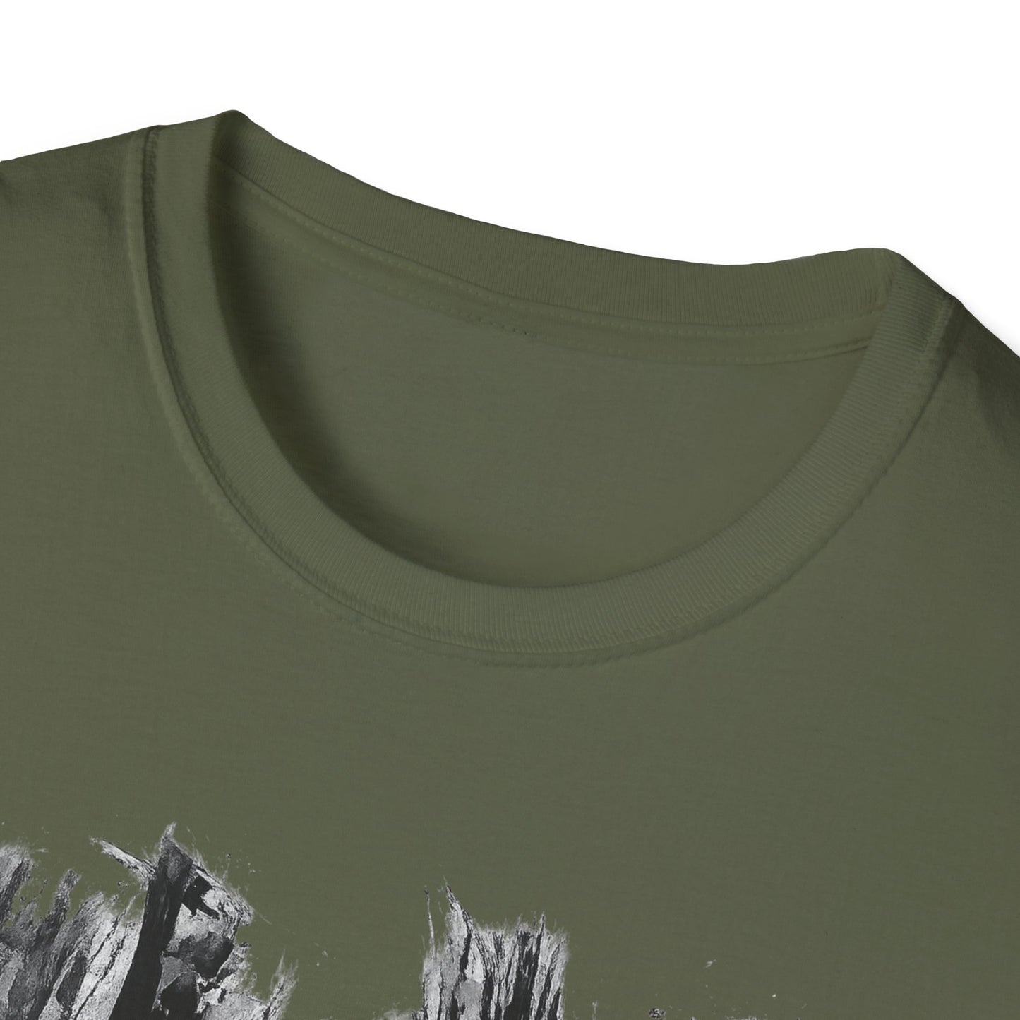 Unisex Softstyle T-Shirt with Abstract Landscape Art, Casual Wear, Gift for Art Lovers, Everyday Fashion, Nature Inspired Tee