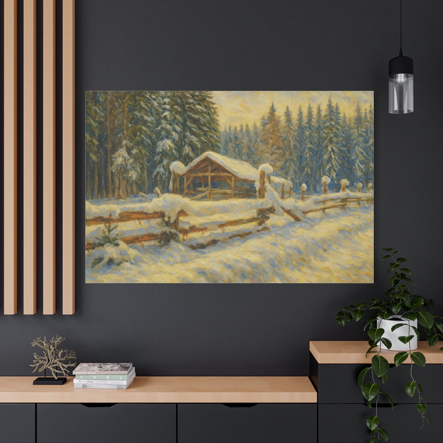 Canvas Wall Art, Winter Landscape Print, Home Decor, Rustic Art, Gift for Nature Lovers, Holiday Decoration