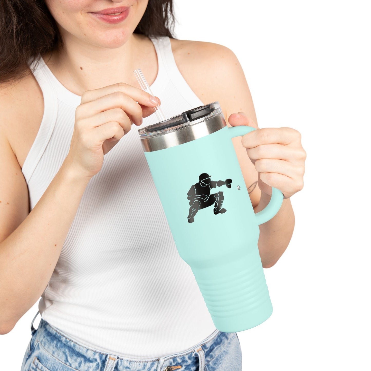 Insulated Travel Mug | Baseball Catcher Themed Travel Tumbler for Active Lifestyles, Coffee Mug, Road Trip Cup, Gym Hydration, Gift for Athletes