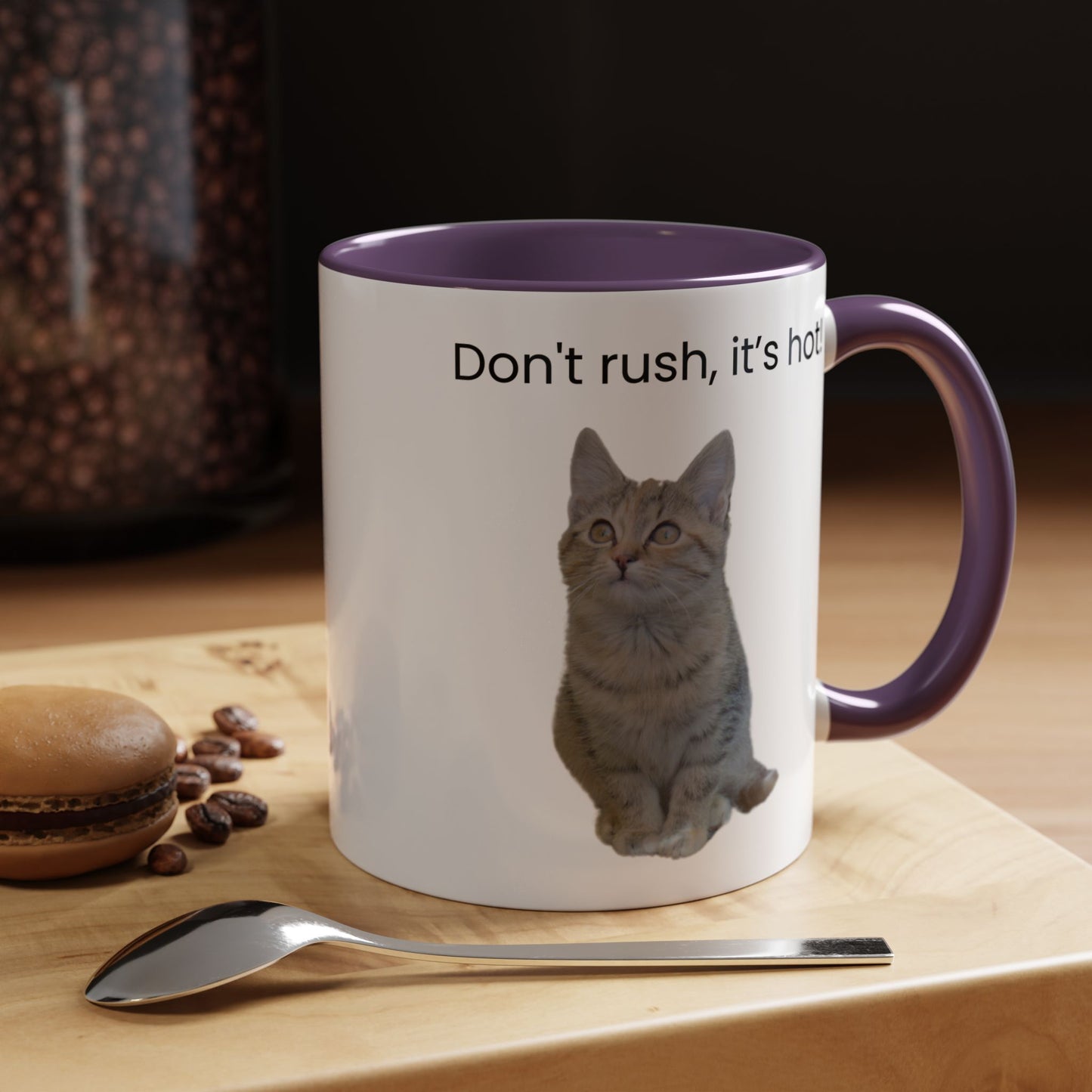Cute Cat Coffee Mug - "Don't Rush, It's Hot!"
