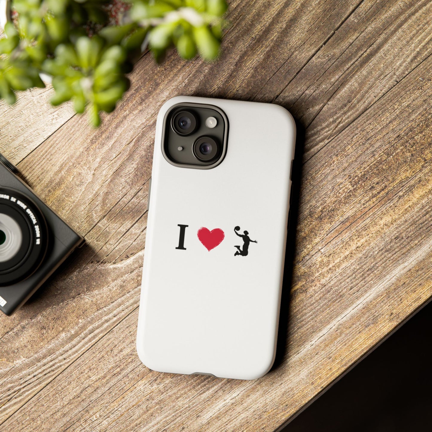 I Love Basketball Phone Case, Sporty Cell Cover, Basketball Gift for Players, Tough Cases, Love for Sports Accessories