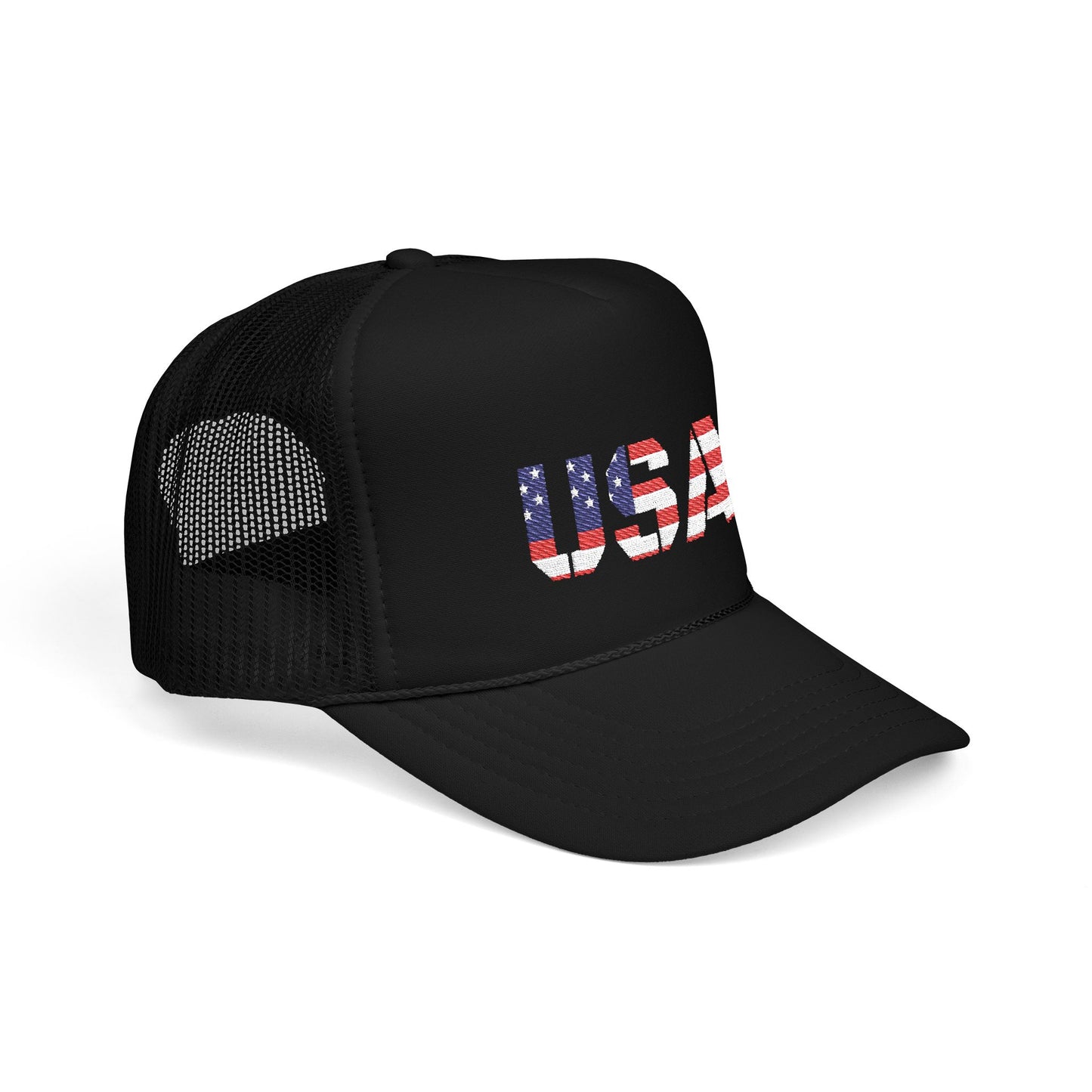 USA Flag Embroidered Foam Trucker Hat, Patriotic Cap, Red Mesh Hat, Summer Outdoor Gear, Festival Accessory, July 4th Gift