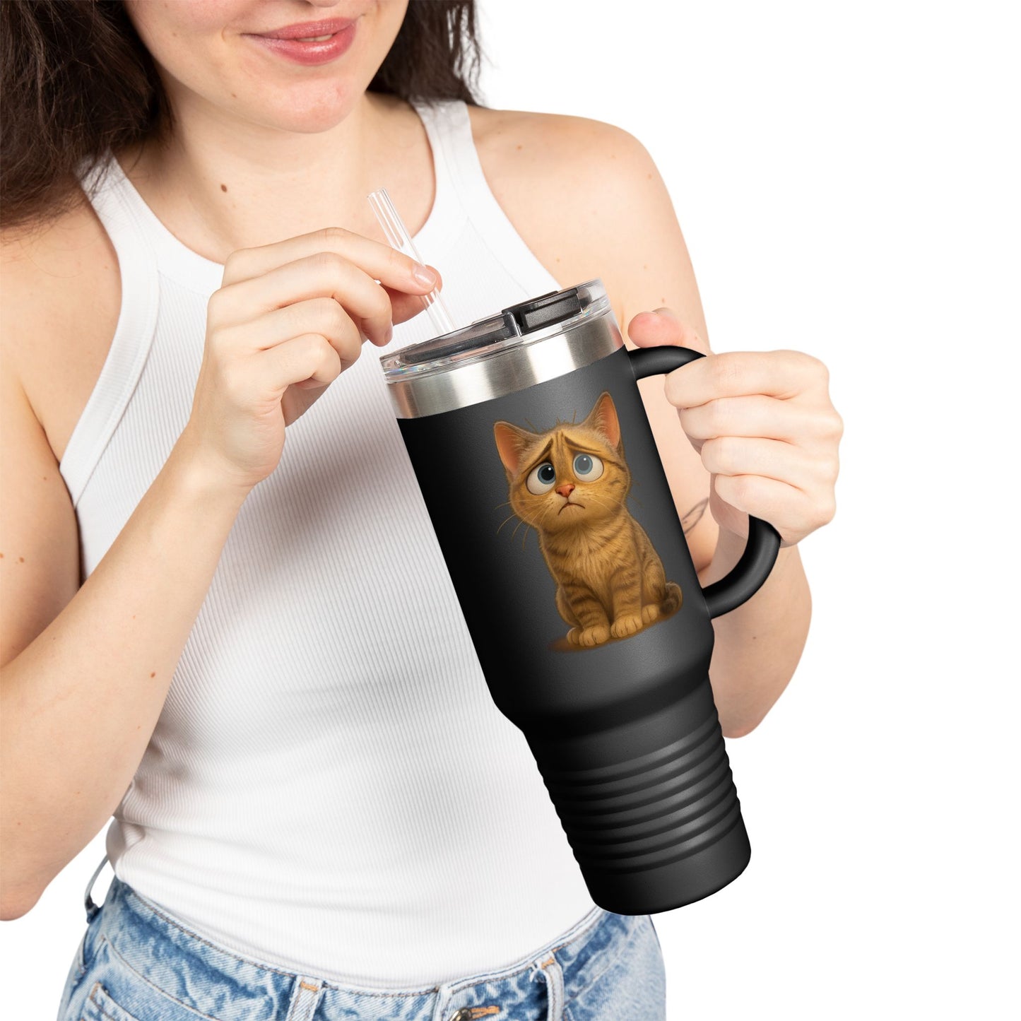 Cute Cat Insulated Travel Mug, 40oz - Perfect for Pet Lovers, Gifts for Cat Owners, Travel Accessories, Cute Drinkware, Animal Lovers