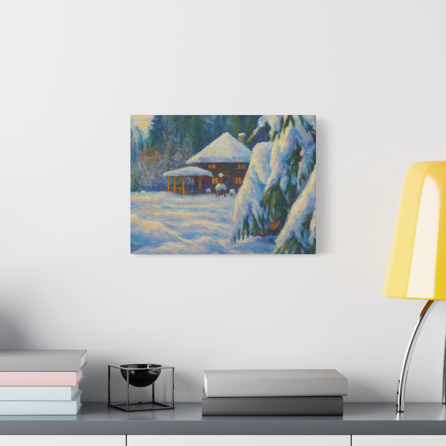 Winter Landscape Canvas Wall Art, Cozy Home Decor, Christmas Gift, Seasonal Artwork, Impressionist Style
