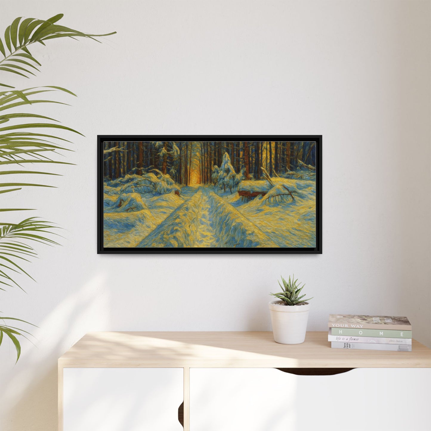 Canvas Art, Winter Landscape Wall Decor, Nature Lovers Gift, Seasonal Decor, Holiday Wall Art, Cozy Home Decoration, Framed Matte Canvas
